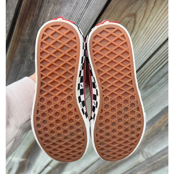 VANS Red Canvas Checkered Soles Sk-8 Low Top Sneakers, Youth 1 Boys/Girls - Picture 5 of 9